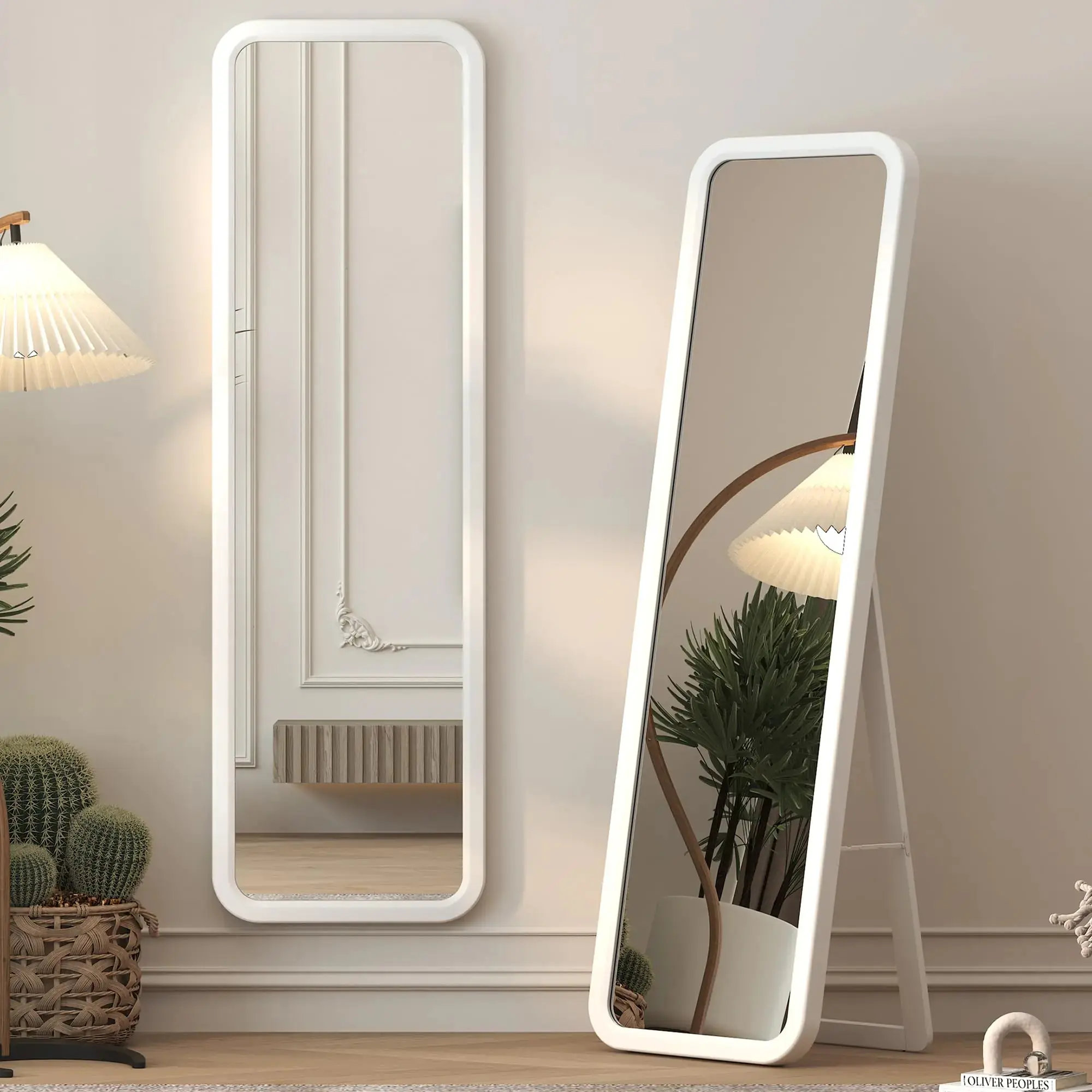 Solid Wood Full-Length Mirror  63x18 Rounded Corner Dressing Mirror