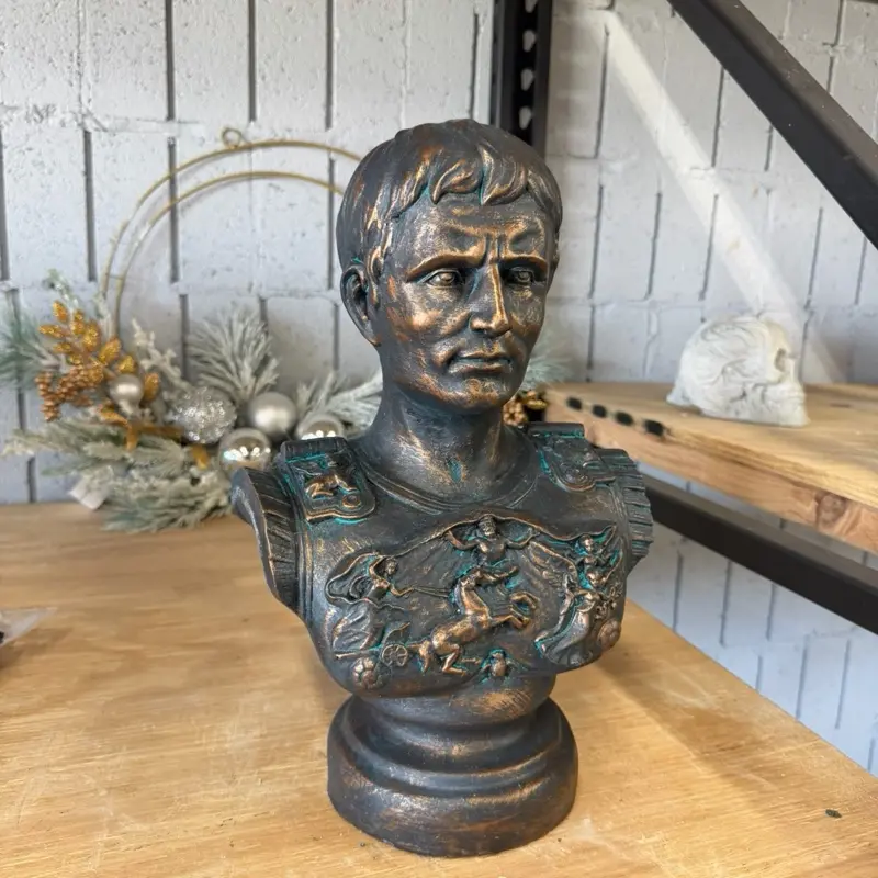 16-Inch Tall Painted Concrete Julius Caesar Bust, Home & Garden Decor