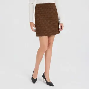 Women's Quilted Mini A-Line Skirt - A New Day Brown 2