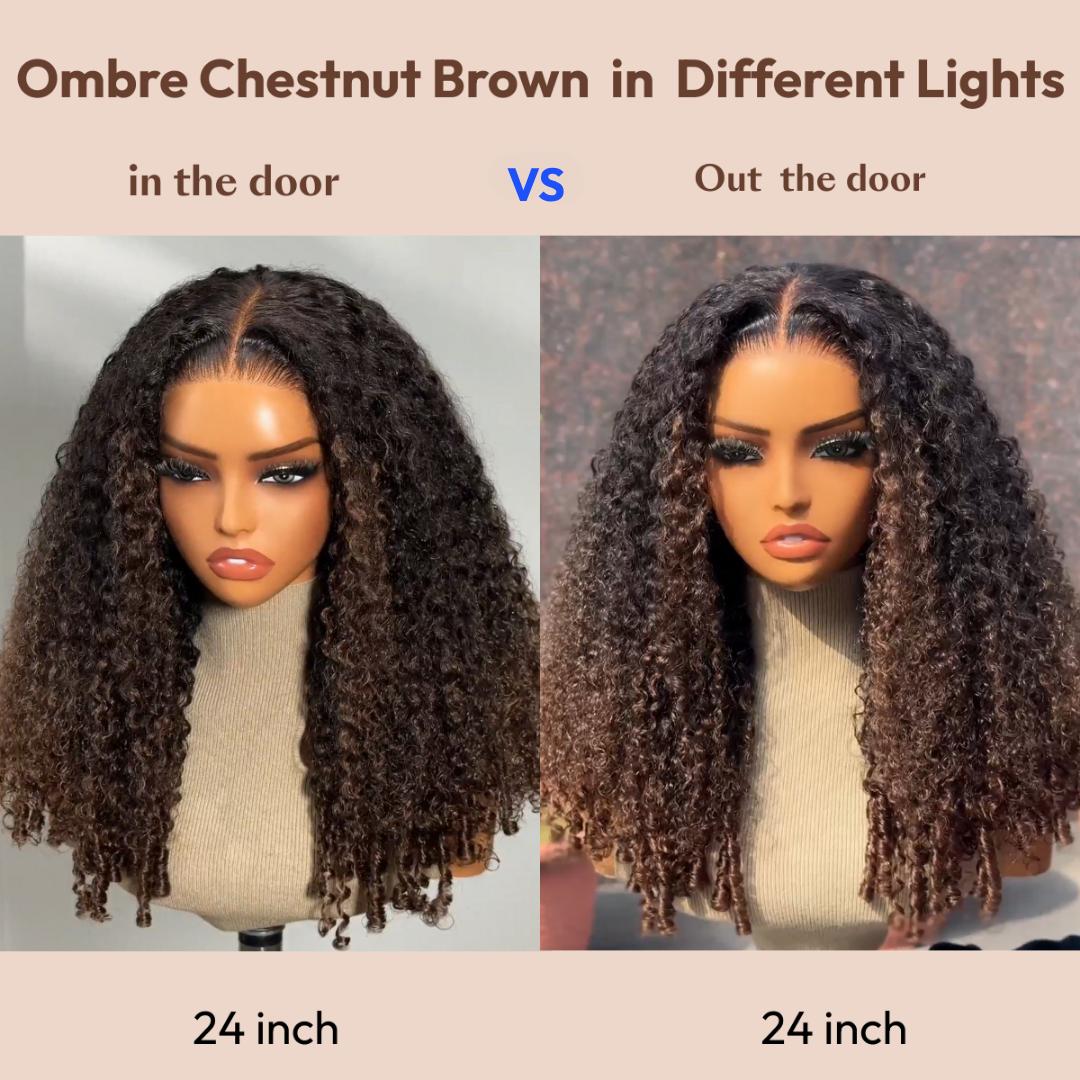 Nadula Spiral Curls Water Curly Chestnut Brown Ombre Burmese 7x5 Lace Wig Twist Out at the End Virgin Human Pre-everything Tangle-Free 16-24 Inches Soft Bouncy Hair Summervibes TikTokShopStockUp