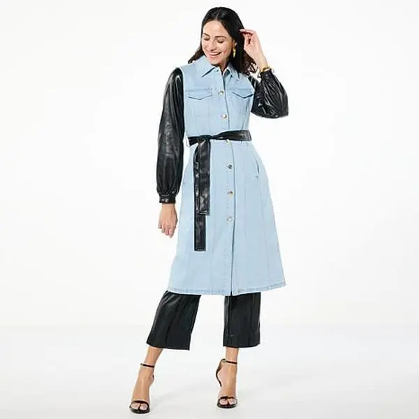 kathy ireland Fashion 360 kathy ireland® Fashion 360 Denim British Tower Maxi Trench Coat