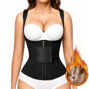 Waist Trainer for Women Corset Tummy Control Sport Workout Body Shaper Vest for Women Postpartum Gym Zipper and Hooks with Adjustable Straps