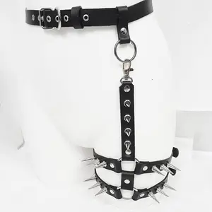 【Flash Sale】Warandod Gothic Punk PU Leather Waist Belt Harajuku Leg Garter Festival Body Chain Belt Adjustable Thigh Ring Harness Cosplay Costume Accessories Gift for Women