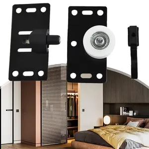 Sets Black Sliding Door Wheels Rollers Pulleys Runners For Cupboard Wardrobe[Fall Deals]