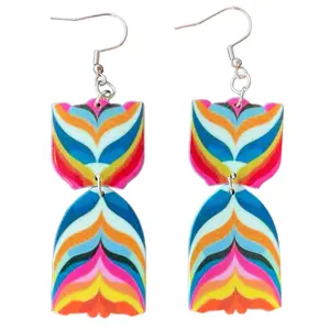 60s Bargello Colorful Pattern Earrings
