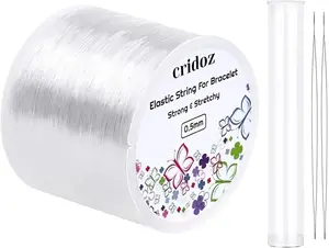 Clear Elastic Stretch Cord for Bracelets 0.5mm, with 2 Beading Needles, Ideal for Seed Beads, Pony Beads, Jewelry Making. Perfect for DIY Bracelets. Seedbeads, Diy Jewelry Accessories
