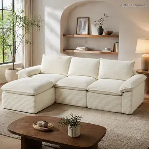 Cloud Sectional Sofa - Corduroy Upholstered, Freely Combinable, Comfortable Seating, Modern Sofas Couches, Indoor Furniture for Living Rooms & Home Use