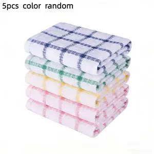 5pcs Cotton Waffle Weave Dish Cloths, Quick-Dry Hand Wash Kitchen Towels, Absorbent Square Cleaning Rags, Space Theme, Ideal for Cleaning and Drying