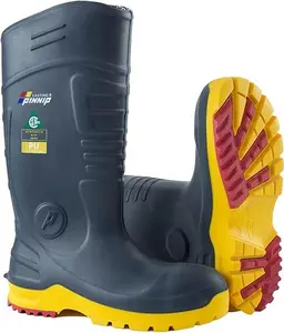 Mens PU Rubber Work Boots With Steel Toe & Shank - Waterproof Anti-slip Mud Rain Boots Hunting Boots ASTM F2413-18 Acid & Oil Resistant