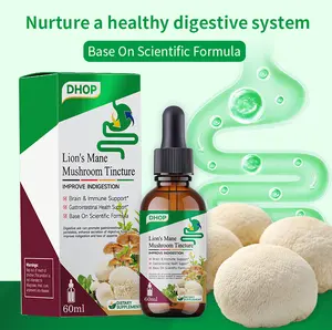 DHOP Lion's Mane Mushroom Tincture 60ml | Scientific Formula Natural Liquid Drops, Supports Healthy Digestion, Brain Function & Immune Health, Fast Absorb Herbal Gut Supplement