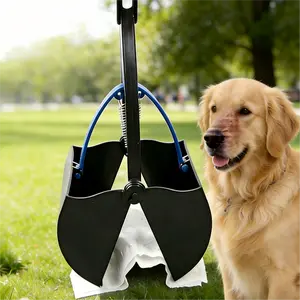 Pet Pooper Scooper with Long Handle Dog Cat Waste Pickup Cleaner with Garbage Bag Storage Box Set for Easy Reach and Versatile Use
