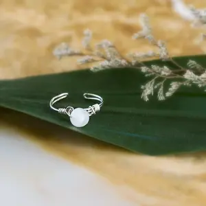 SELENITE RING; Handmade Adjustable White Gemstone Ring, Wire Wrapped Silver Ring, Minimalist Crystal Jewelry