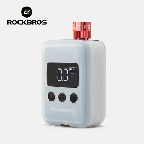 ROCKBROS Mini Cordless Wireless Tire Inflator with Gauge - 150PSI Durable & Safe Compact Handheld Automatic Tool, 120PSI Capability, Accurate Pressure Digital Screen, Presta-Schrader Valves, Inflates 2-3 700*25c Tires, Cycling Gear Accessories,outdoorfun