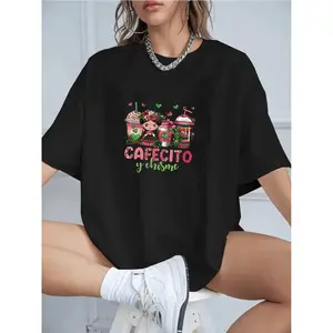 Women's Cotton T-Shirt with Cute Frida Kahlo Inspired Pattern Heart and Cactus Print Casual Loose Fit Short Sleeve Tees for Summer Daily Wear St Breathable Lightweight Graphic Top Themed Vintage Day the Sugar of Mexican Unisex Maternity Halloween T-Shirt