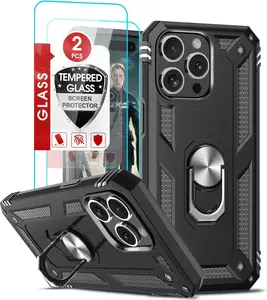 Entronix 3-in-1 Bundle for iPhone 16/15/14/13/12/11/X - Heavy Duty Ring Case & Tempered Glass Screen Protector, Dustproof Protection