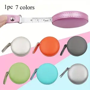 1pc Macaroon-Styled Mini Soft Tape Measure – Portable Faux Leather, Positive Lock Feature, Accurate Body Measurements Tool
