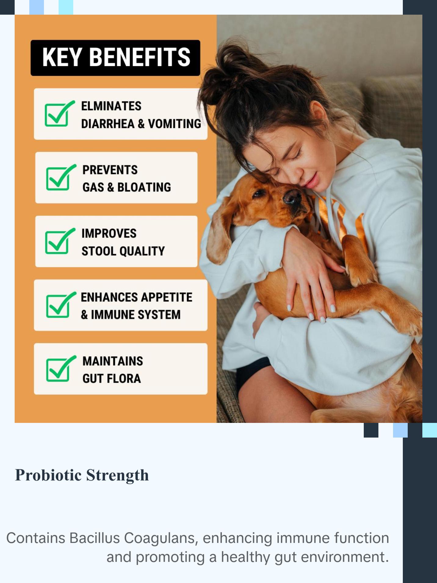 TRATEZ Probiotic Supplement for Dogs - 90 Duck Flavour Soft Chews - Advanced Formula for Premium Gut Health, Digestive and Immune System Support