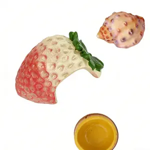 Hermit Crab Starter Kit: Realistic Replacement Shell, Strawberry Hideout, Bamboo Water Bowl| Terrarium Decor Set for Small to Medium Hermit Crabs