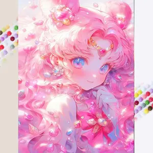 1 set of DIY diamond painting kit, 5D diamond art kit, DIY decoration girl, pink, magic mosaic, diamond art, DIY art home decoration, Handcraft