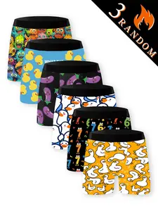 Men's Long Briefs Set of 3, Comfortable Soft Lightweight, Fun Duck Eggplant Printed Underwear, Casual Daily Wear, Unique Gift Choice