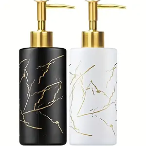 Marble Design Soap Dispenser Set, Pump Bottle for Bathroom, Refillable Shampoo & Body Wash Containers, Home Decor Accessories, Bathroom Accessory, Shampoo Conditioner Dispenser