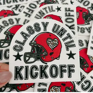 3.5" Classy Until Kickoff RED -  Embroidered Hat Patch (3.5"w X 3.25"h)