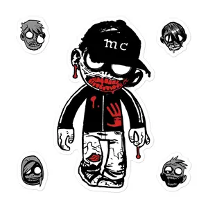 vinyl zombie sticker with bonus heads (5in)