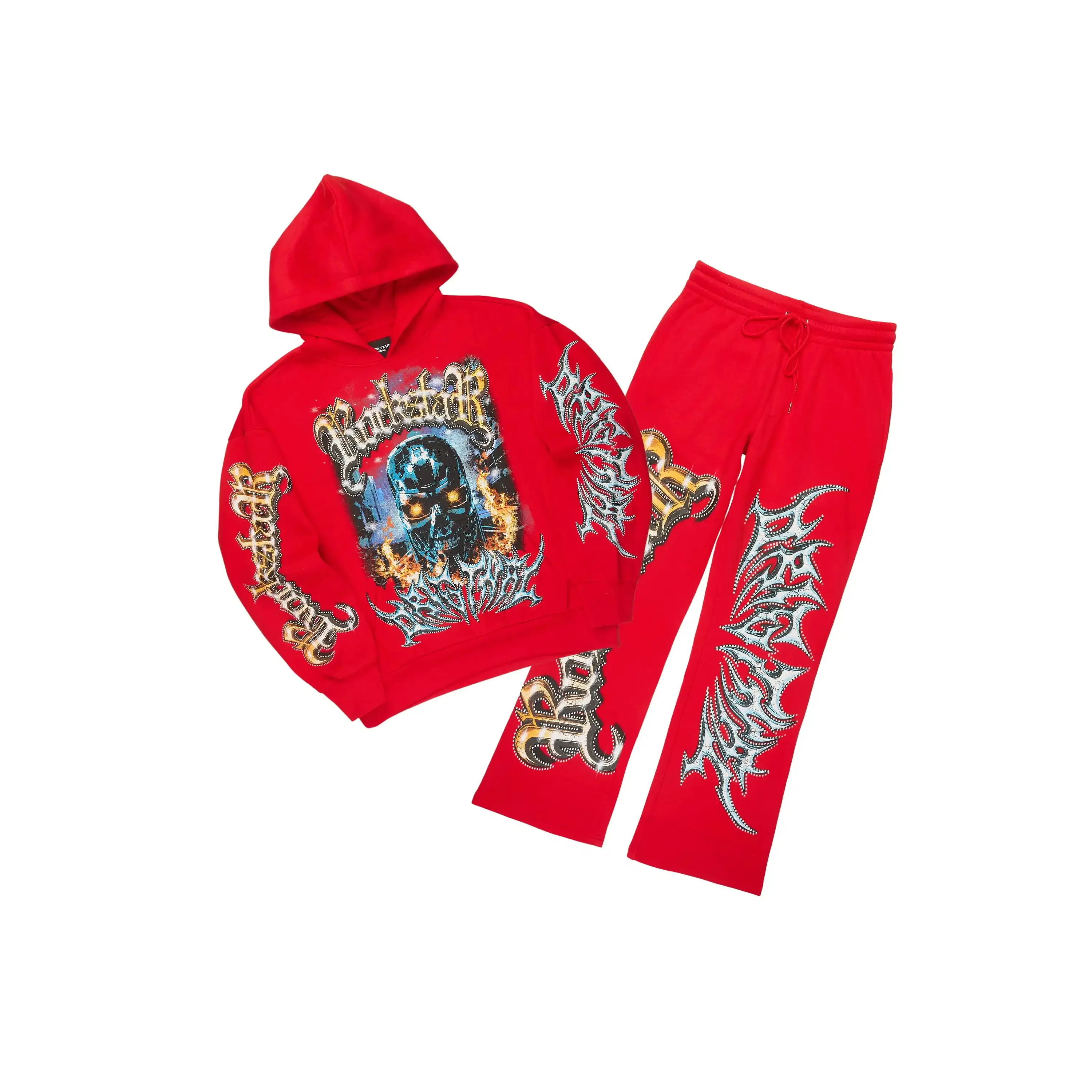 Mesin Red Hoodie/Baggy Pant Track Set Mesin Red Hoodie/Baggy Pant Track Set