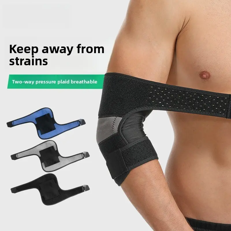 Compression Elbow Sleeves for Men, Breathable Neoprene Arm Support with Adjustable Strap for Firm Support in Weightlifting, 20x10cm, Anti-Injury Gear
