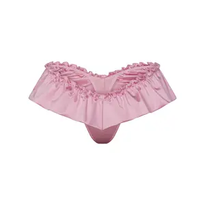 STRETCH SATIN FLUTTER DIPPED THONG | HALITE