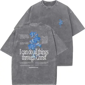 I Can Do Things Through Christ Unisex Washed T-Shirt, Christian t shirts, Vintage 90s Graphic Tee, Gift Top Womenswear Cotton Mineral Color