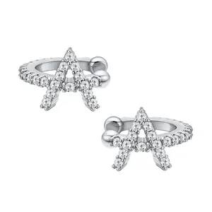 Tewiky Silver Plated Zircon Earrings for Women Trendy Initials Earrings For Valentine's Day gifts