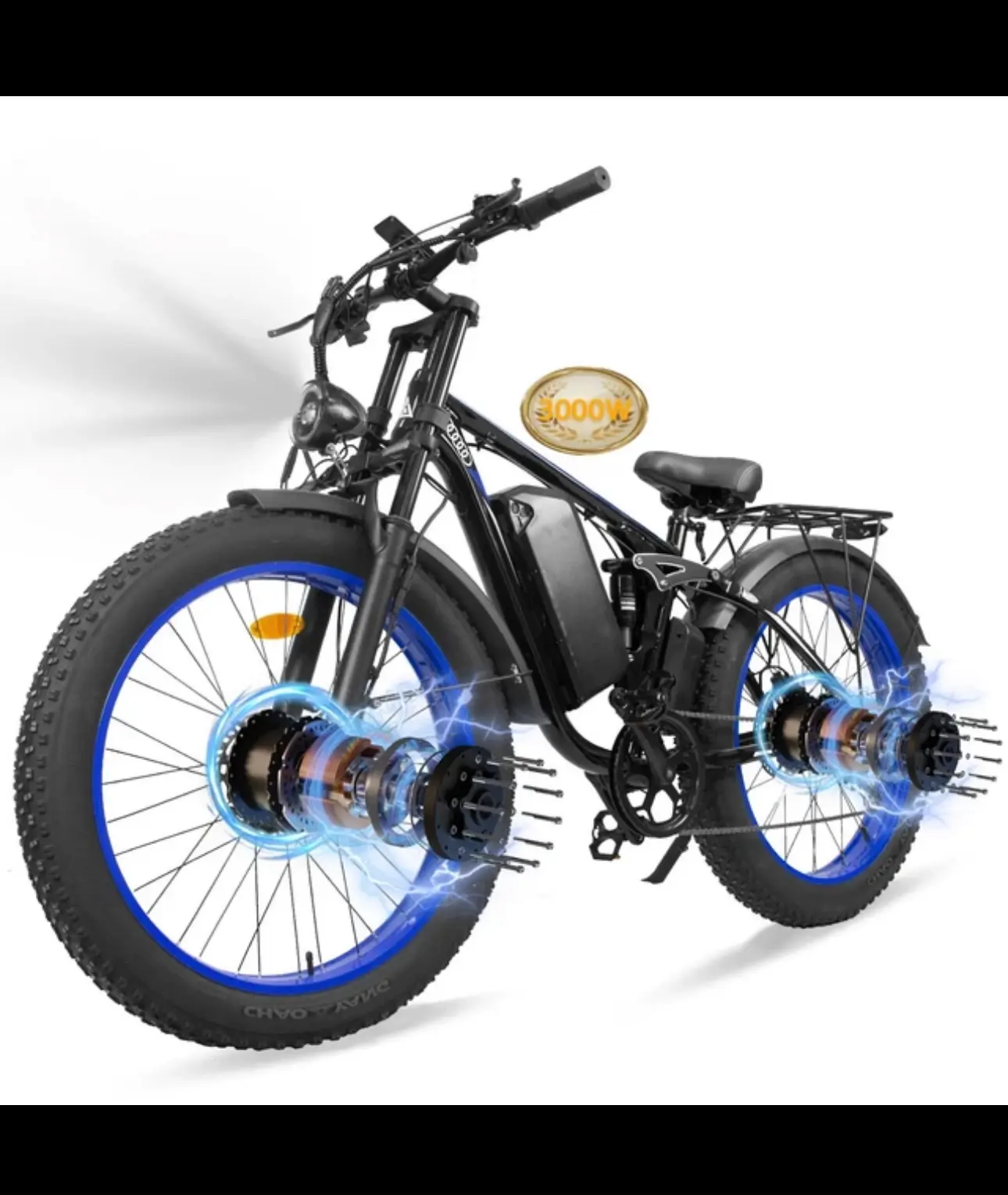 26in Electric Bike 3000W Motor 52V 25AH Fat Tire 39MPH Mountain Ebike for Adults