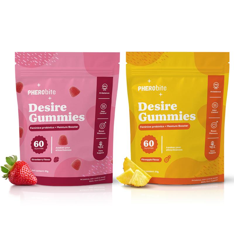 Desire Gummies - Feminine Probiotics+Moisture Blend 60 Gummies for PH Balance Odor Control and Flora Support