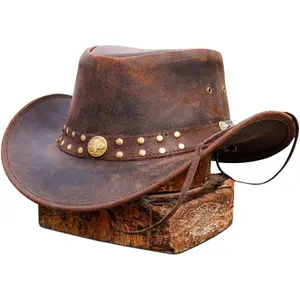 Leather Cowboy hat Also Worn as Outback hat Western Vintage Australian Hats for Men & Women