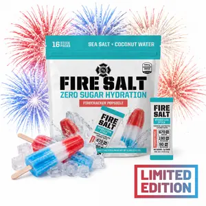FIRECRACKER POPSICLE Hydration Sticks - Essential Electrolytes & Coconut Water - Zero Sugar - Sport Energy Drink Mix - Natural Ingredients - 3x Electrolytes - Ideal for Intense Activities - Beverage, 16 or 32 ct.- FIRE SALT