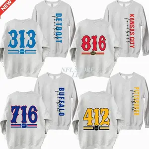 Vintage Area Code Football Ash Grey 2 Side Crewneck Sweatshirt, Retro 90s Graphic Style All Teams Football Shirt, Gift Fan Sport Menswear Cotton, Custom Team Cotton GIft I6