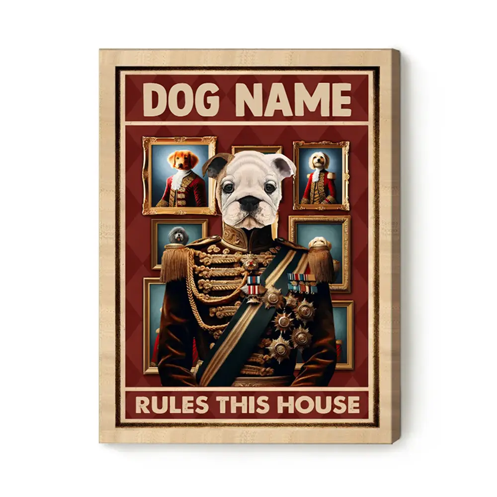 Funny Custom Pet Portrait - Dog Ruler Canvas - Custom Name  - Canvas Wall Art Decor Poster