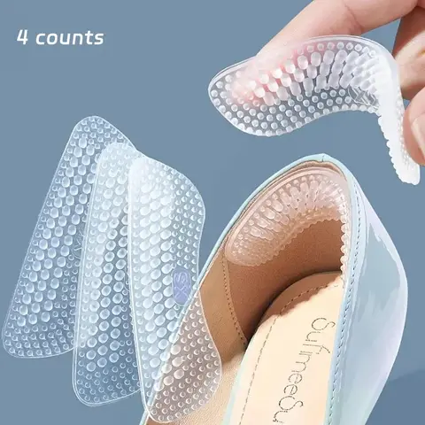 Silicone Heel Sticker, 4 Counts/set Anti-slip Heel Cushion, Non-slip Insert Pad, Shoe Insole, Foot Heel Care Protector for Women Men, Foot Pads