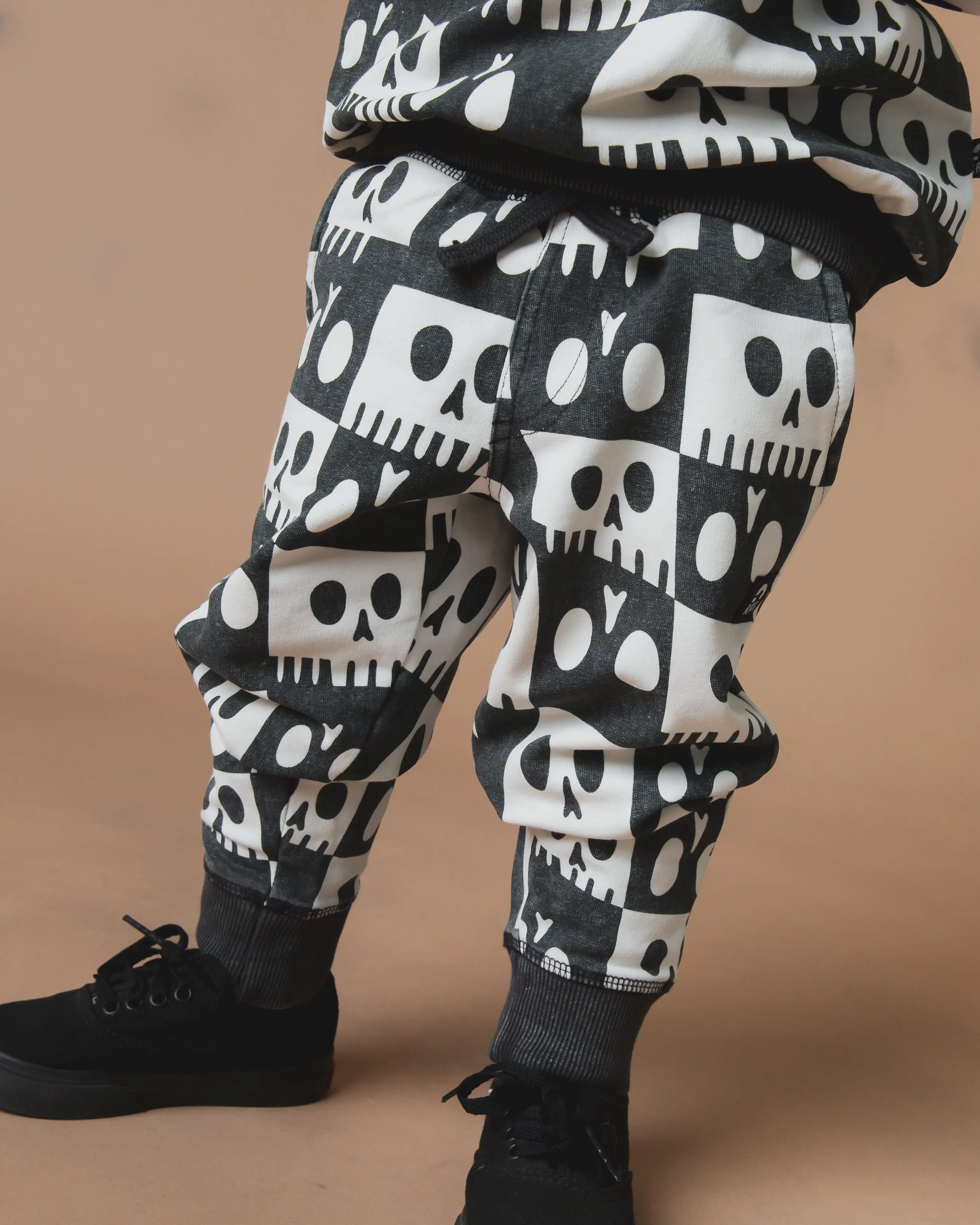 Kids Relaxed Fit Joggers - Washed Skelly Check