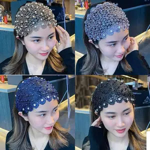 BIGWIG Bohemian-Style Wide Headband: Adorned with crystals and pearls, this luxurious hair accessory for women is the ideal choice for weddings, vacations, and everyday styling—perfect for making a chic spring fashion statement