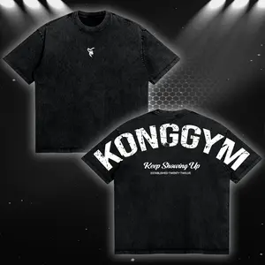 [KONG GYM] KONGGYM "Keep Showing Up" Oversized Washed T-Shirt Men Workout Fitness Shirt, Gym Apparel, Workout Wear, Training Men's Top, Aesthetic Shirt, Discipline, Strength, Focus