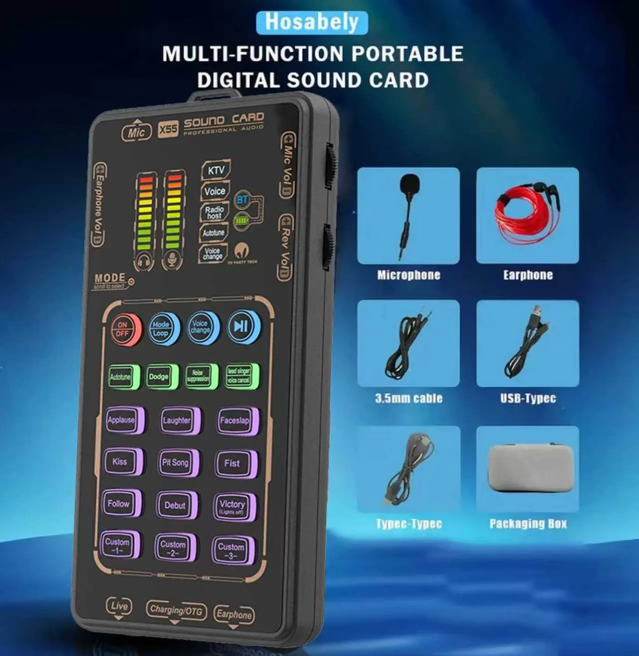 X55 Pro Compact Digital Sound Card Set, Portable Handheld Audio