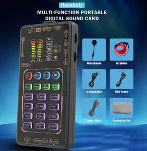 X55 Pro Small Handheld Sound Card Kit Audio Interface Portable Microphone Streaming Device Microphone iPhone