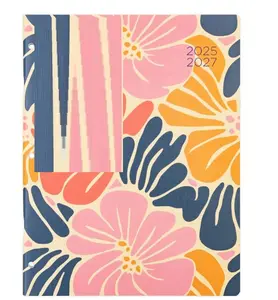 Monthly Planner Large 8.5" x 11" Pink Floral 2 Year APR 2025-Mar 2027 Organizer with Colorful Floral Design