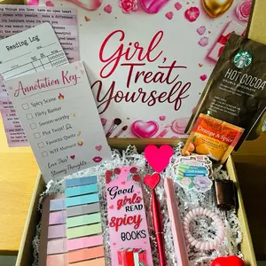Galentine’s Romance Annotation Box - Limited Edition Gift Set with Reading Log, Heart Annotation Tabs, Acrylic Bookmark, & More for Romance & BookTok Readers