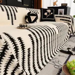 Non Slip Plush Sofa Cover, Soft Stretch Couch Cover Protector, Warm Durable Slipcover for 1 2 3 Seater Sofa, Easy Fit Furniture Cover for Living Room Home Decor