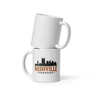 White glossy Nashville Skyline mug