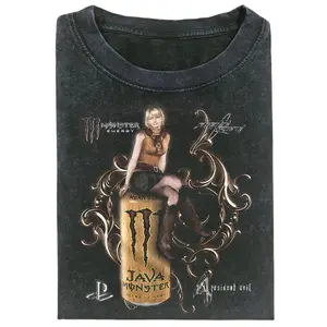 Resident Evil 4 Ashley Graham Graphic T-Shirt, Sitting On JavaMonster Can Gold Ornate Swirl Filigree Backdrop PlayStation Logo, Unisex Streetwear Tee For Gamer Fans, Humor Outfit