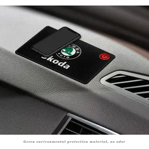 Skoda Car Center Console Anti-Slip Mat, Car Phone Anti-Slip Pad, Multi-Functional Storage Pad, Non-Slip Shockproof, Washable Reusable Universal Car Interior Accessory
